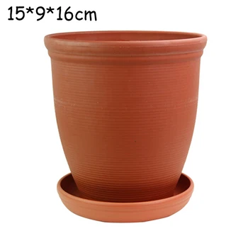 

Round Flower Pot Plant Planter Grow Container Water With Tray Non-slip