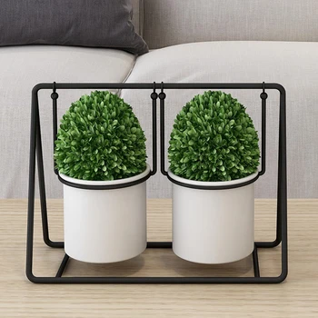 

Nordic Style Simple Desktop Flower Pot Holder Iron Art Double Flower Container Planter Pot Rack for Home Wedding Garden Decor