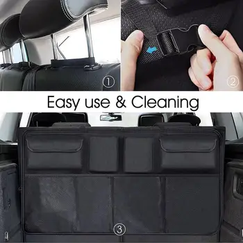 

Black Car Accessories Organizer Adjustable Large Capacity Collapsible Trunk Net Oxford Fabric Auto Cargo Storage Mesh Holder