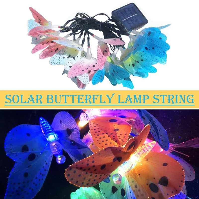 

LED Solar Power Butterfly Fairy String Lights Wedding Party Garden Outdoor Decor For Decorating Terraces Gardens Tree