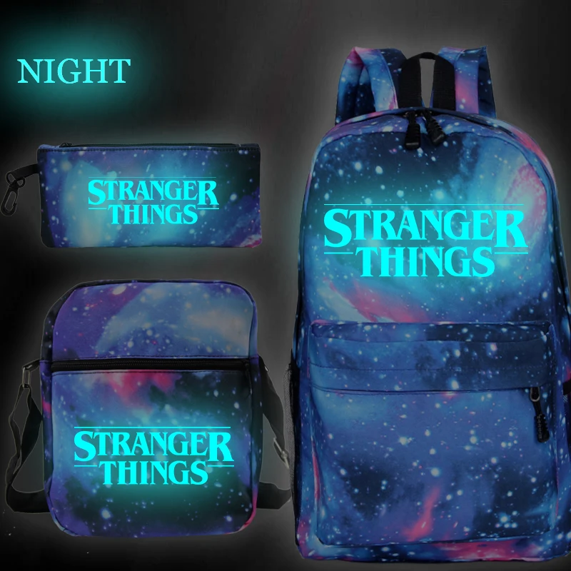 Stranger Things Luminous Backpack Women Man Travel Teens School Bag Boys Girls 3 pcs set backpack school gifts | Багаж и сумки