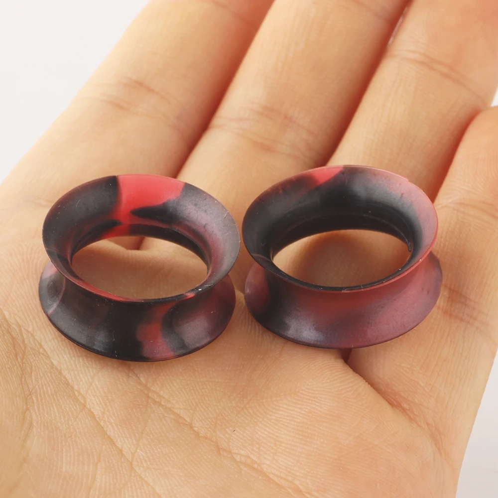 JUNLOWPY Silicone Ear Stretching Kit 100/200pcs Earring Lobe Gauges Expanders Set Tunnels and Plugs Body Piercing Jewelry 2g-1''