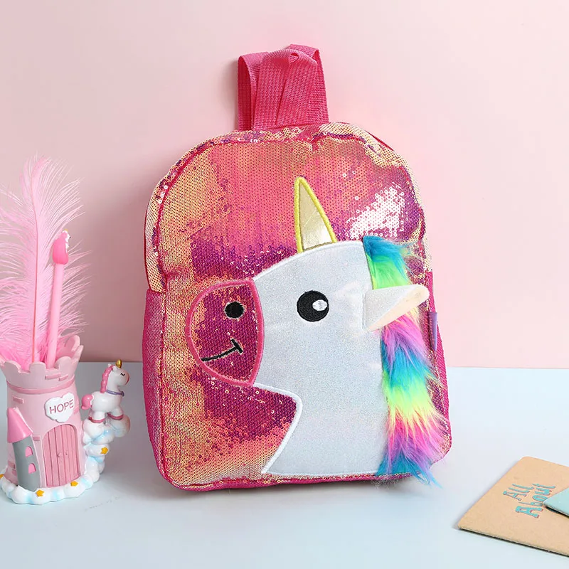 Рюкзак для девочек-подростков с блестками и единорогом, цветные детские школьные сумки с лошадью, новинка, маленькая Детская сумка для книг, дорожная сумка