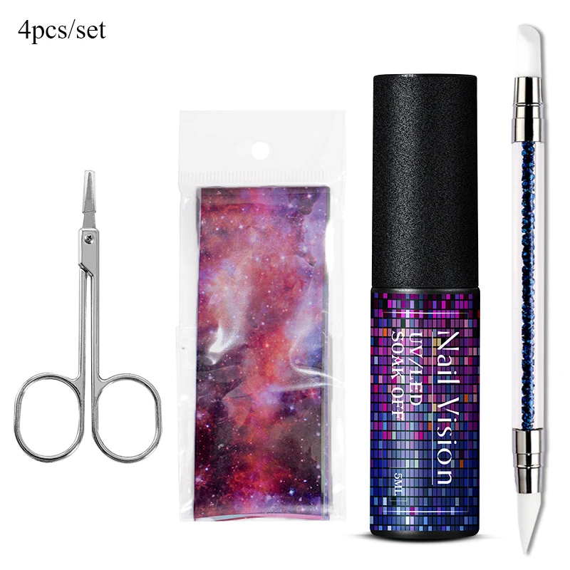 Nail Vision 5 мл клей для ногтей, фольга, клей, звездное небо, Набор наклеек, прозрачный клей, переводная наклейка для ногтей, бумага, сделай сам, маникюр - Цвет: EEZH07009