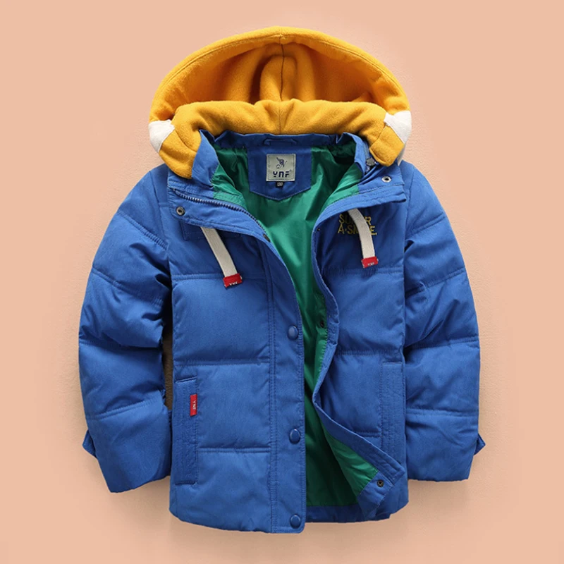 Зимняя куртка s для мальчиков, Детская куртка одежда для мальчиков плотные теплые хлопковые парки с капюшоном на молнии для мальчиков г., детская зимняя куртка От 5 до 11 лет - Цвет: Небесно-голубой