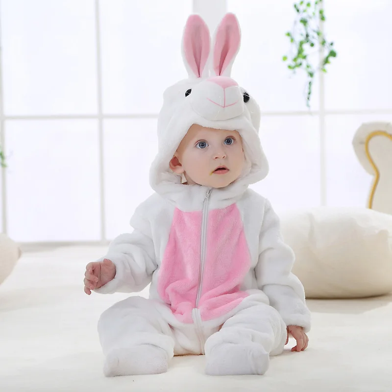 Милые детские комбинезоны; Одежда для мальчиков и девочек; костюм для новорожденных; комбинезон для младенцев; зимняя Пижама с обезьянкой; ropa bebe recem nascido - Цвет: White rabbit