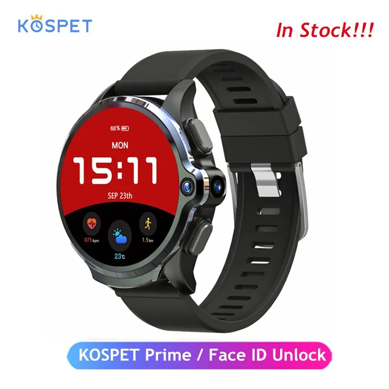 Смарт часы KOSPET Prime 4G телефон 3 ГБ 32 1 6 дюйма спортивные с двумя камерами GPS 1260 мАч