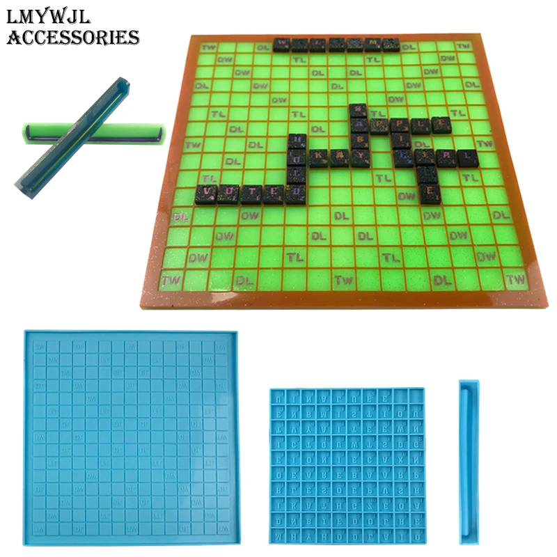 3pcs/DIY English Alphabet Spelling Word Game Chessboard Chess Pieces Silicone Molds for Resin Silicon Molds for Resin Art