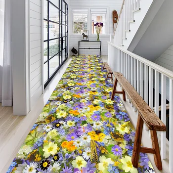 

3D Flowers Plant Balcony Area Rug for Kitchen Bedside Kids Crawling Play Mat Doormat Corridor Rug Carpet for Home Living Room