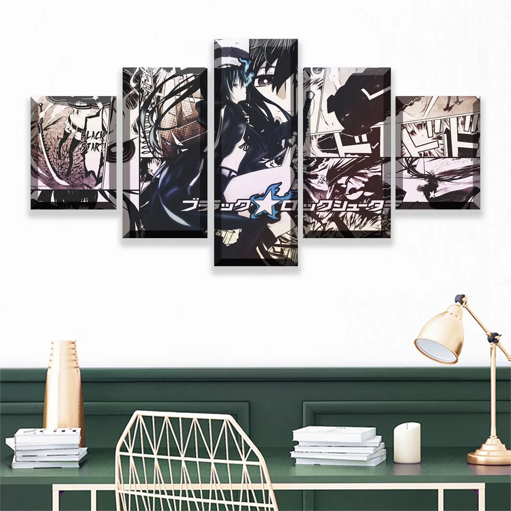 5 шт. аниме BLACK ROCK SHOOTER высокое качество холст печать стены Искусство домашний