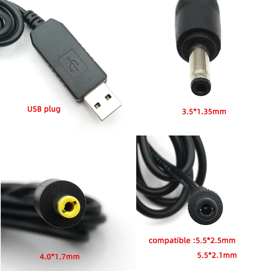 USB линия повышения мощности постоянного тока 5 В до 9 в 12 В Повышающий Модуль USB конвертер Кабель-адаптер провод 5,5*2,1/5,5*2,5/4,0*1,7/3,5*1,35 мм штекер