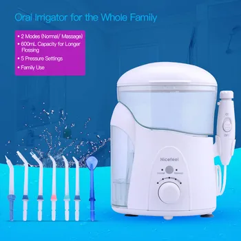 

Water Flosser Dental Oral Irrigator Dental Spa Unit Professional Floss Oral Irrigator 7 Multifunctional Jet Tip 600ML Water Tank