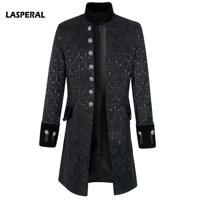 CYSINCOS Мужская Готическая парча куртка платье пальто Стимпанк Викторианский стиль утреннее пальто модное пальто черно-белое мужское ветрозащитное