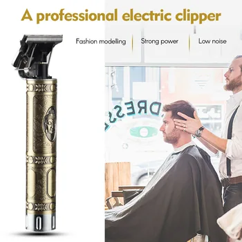 

Professional Hair Clipper All Metal Men Electric Cordless Hair Trimmer 0mm Baldheaded T Blade Finish Haircut Machine