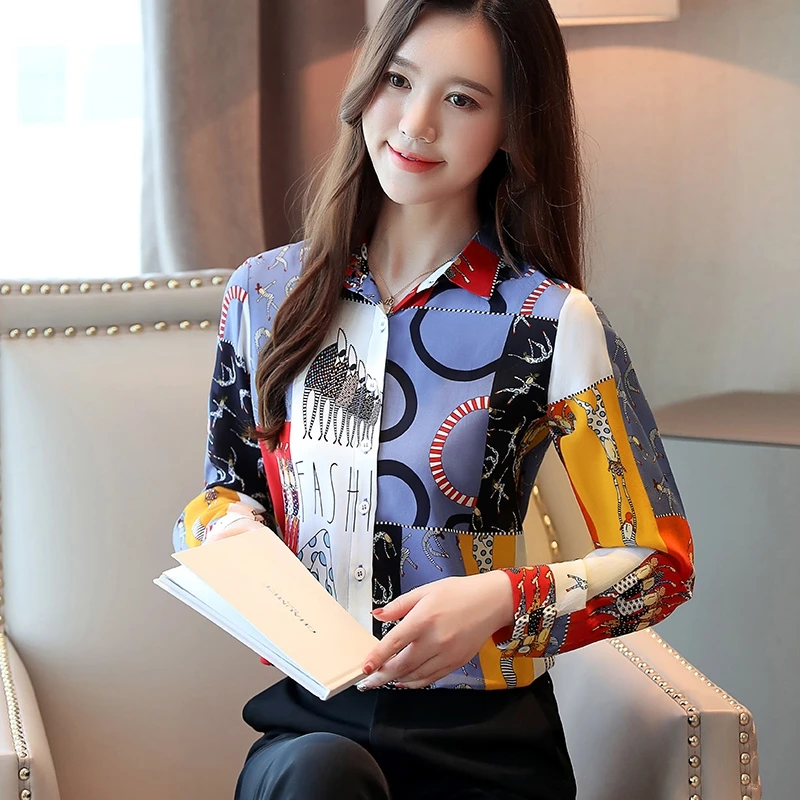 

Korean Fashion Womens Tops and Blouses Spring Chiffon Women Shirts Office Lady Ladies Tops Plus Size Blusas Femininas Elegante