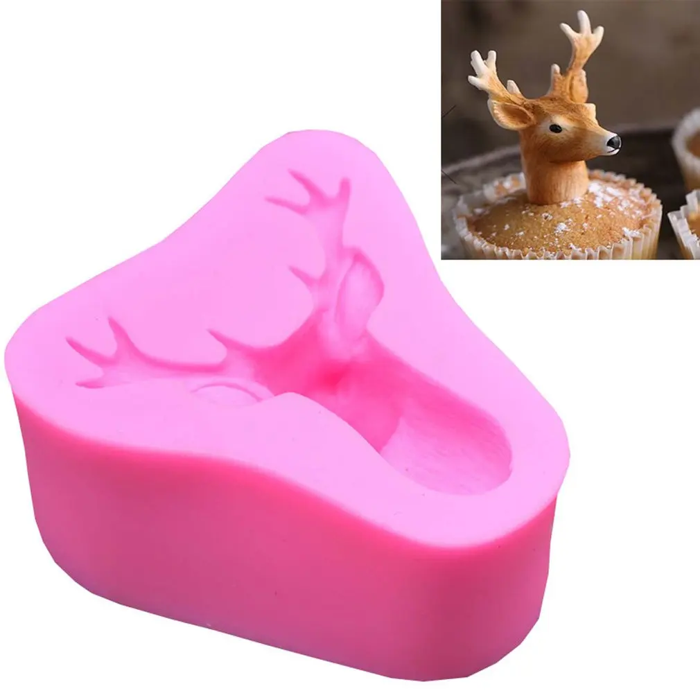 

DIY Baking Deer Head Fondant Silicone Mold Cake Decoration Chocolate Mold Dry Pais Molding Mold