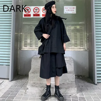 

Cool Girl Wears Women's Suit Skirt Dark Tide Ins Harajuku Bf Long Skirt Female Early Autumn Dress Hip Hop