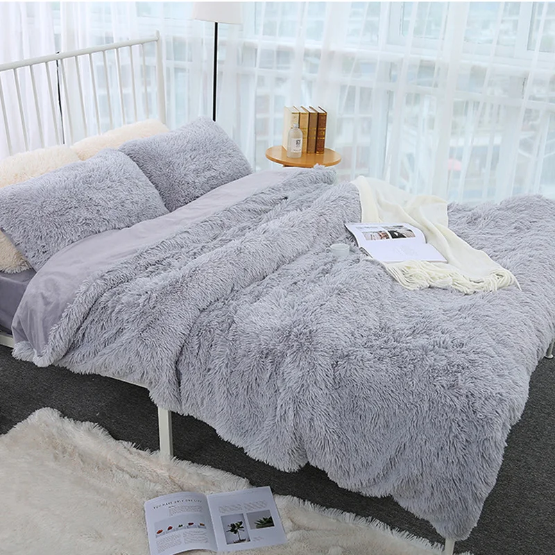 

Elegant Gray Blanket Shaggy Faux Fur Long Plush Warm Cozy Throw Super Soft Blankets Home Bed Sofa Bedspread 130x160cm