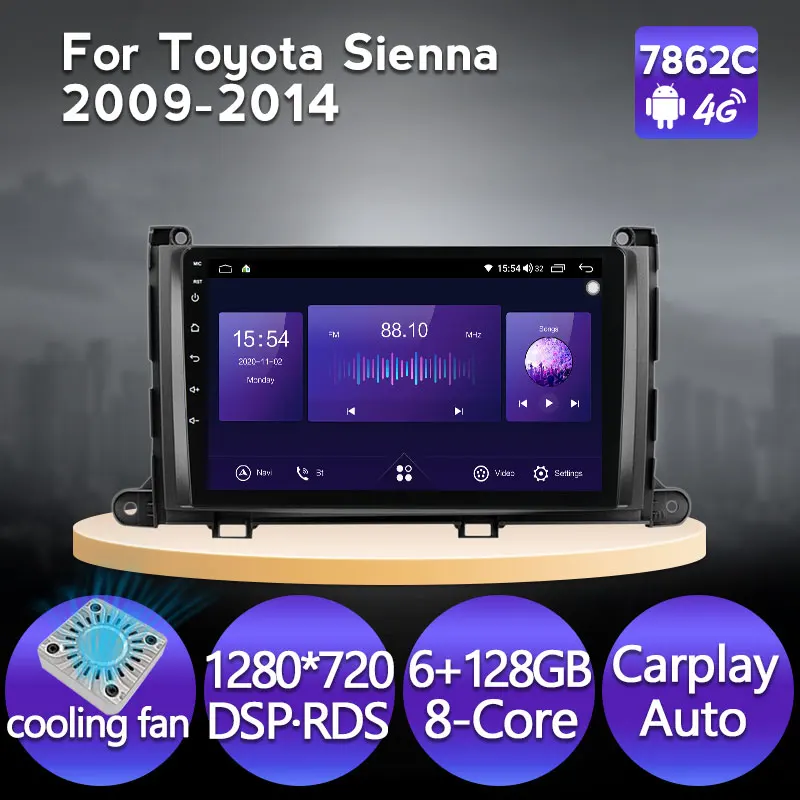 Автомагнитола MEKEDE мультимедиа dvd Android 11 8 ядер для Toyota Sienna 2009 2010 2011 2012 2013 2014 carplay IPS DSP