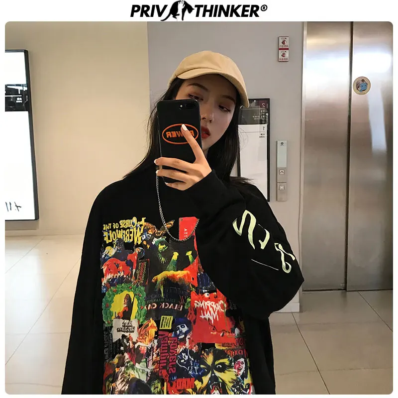 Privathinker 2020 модная уличная одежда дамские свитшоты с принтом Женская свободная