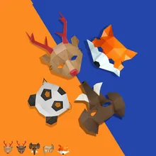 3D Бумажная Маска модели модный костюм Косплей DIY Бумага Ремесло Маска модели Хэллоуин выпускной вечер вечерние подарки лося/Слон/лиса/панда