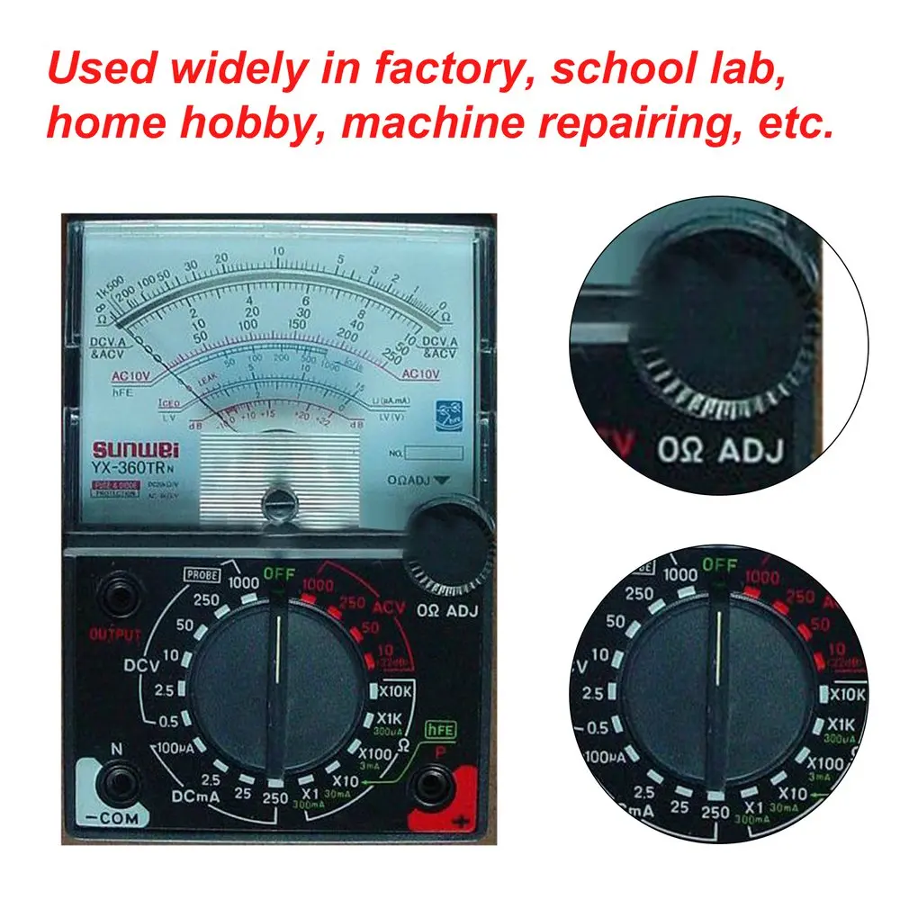 YX-360TRn, аналоговый мультиметр, пластиковый измерительный прибор, корпус, AC DC Вольт, ток Ома, тестирование, мультиметр, электрическая указка, мультитестер