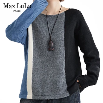

Max LuLu Winter Fashion Korean Style Ladies Designs Knitted Pullovers Women O Neck Sweaters Striped Jumpers Casual Warm Knitwear
