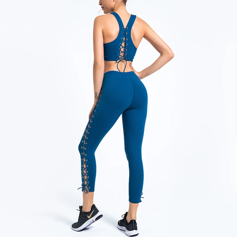 2 Pcs Set Seamless Yoga Set Fitness Clothing Split High Waist Women Gym Leggings Tights Push-up Beauty Sports Bra Sports Suits