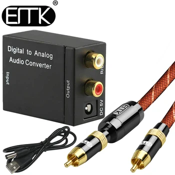 

EMK Digital To Analog Audio Converter Optical Toslink Coaxial To 2 RCA output converter Adapter Signal to Analog Audio Converter