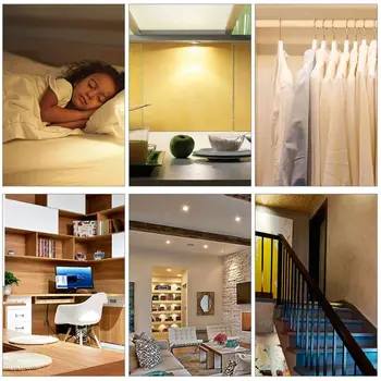 

Wireless LED ice hockey light 4 pieces with remote control | LED cabinet lighting | closet light | battery-powered light | count