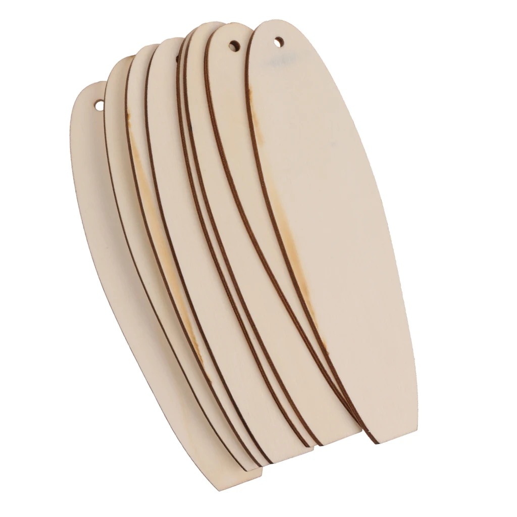 8pcs Mini Blank Wooden Surfboard Wood Crafts Cut Handmade DIY