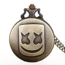 Карманные часы кварцевые часы с изысканной улыбкой римские цифры Круглый циферблат кулон ожерелье часы с цепочкой бронзовые подарки дети