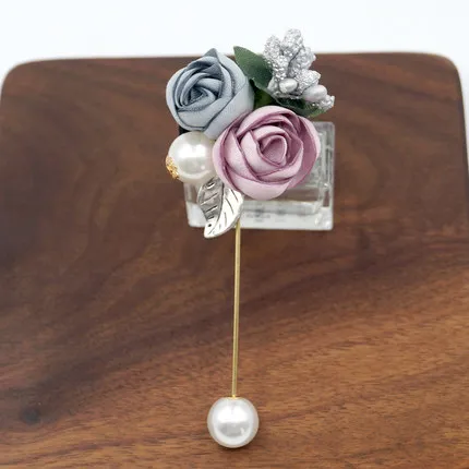 Цветок ручной работы Брошь булавка бутоньерка Роза палочки-броши для одежды кардиган рубашка шаль свадебное платье Рождественский подарок для женщин - Цвет: 2