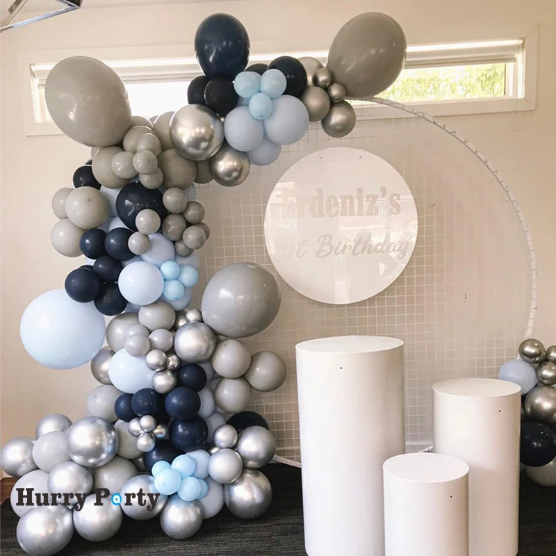 Ballons A Helium En Arc Pour Anniversaire 1 Pieces Kit De Decoration En Guirlande Gris Bleu Noir Pour Fete D Anniversaire Pour Adultes Aliexpress