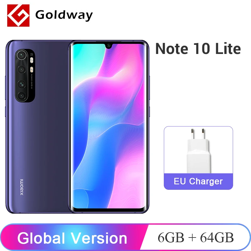 Глобальная версия Xiaomi Mi Note 10 Lite 6 ГБ 64 64Мп Четыре камеры Смартфон Snapdragon730G