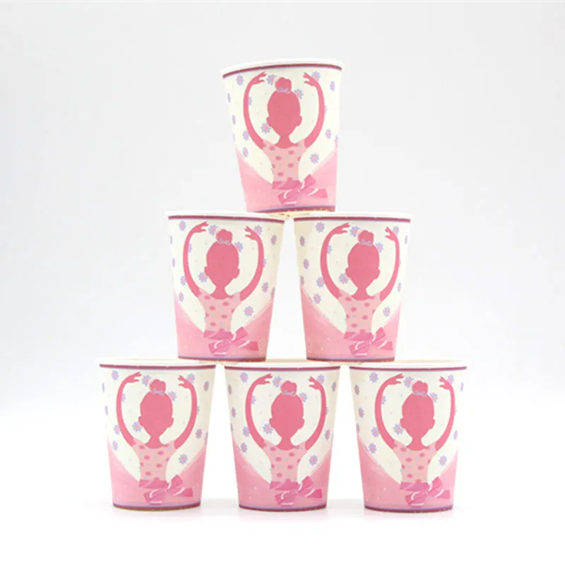 

Ballet Girls Party Pink Theme Disposable Cups 6 Pieces Baby Shower Suitable for Birthday Party Wedding Celebration Decoration