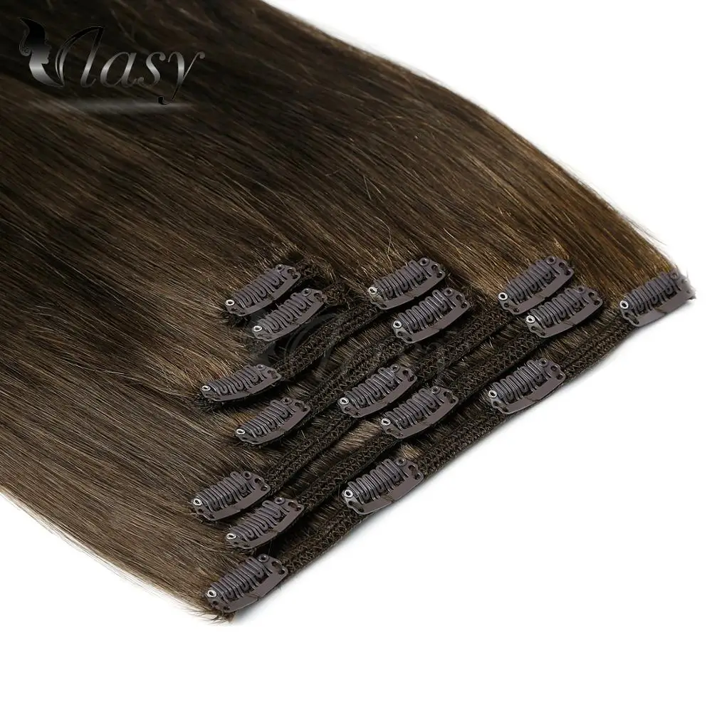 Vlasy 20'' 7pcs/set Remy Clip On Extensions Seamless Straight Double Drawn Clip In Human Hair Extensions 130g/pc 16 clips