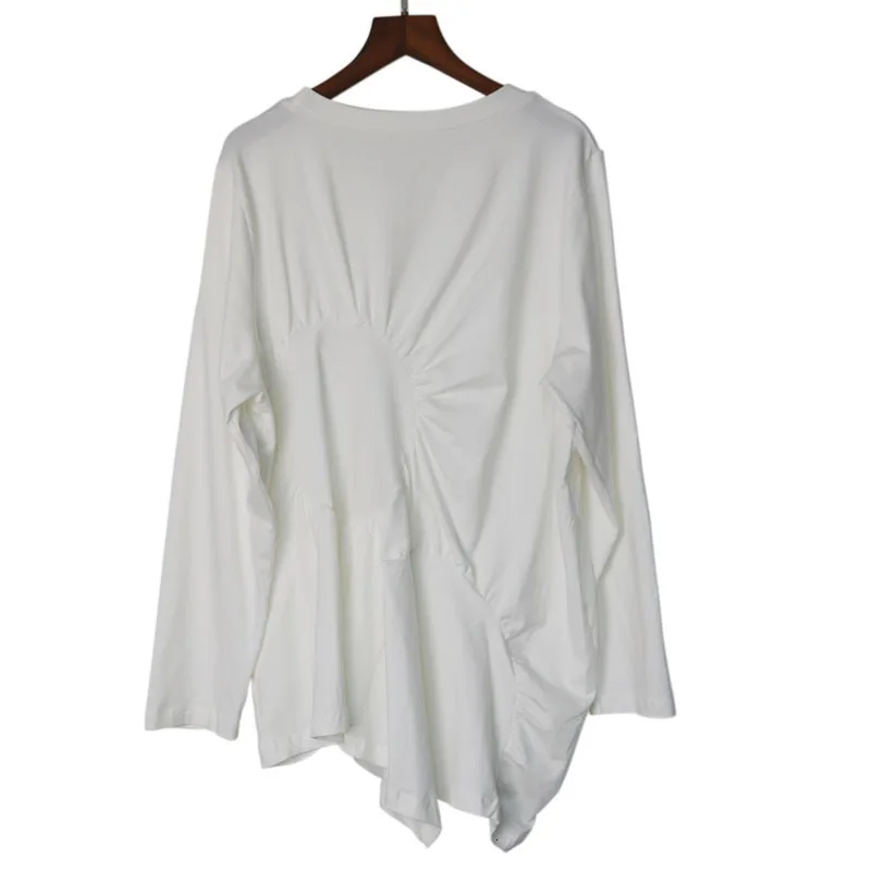 TVVOVVIN European Chiffon Will Edition Easy Irregular Design Feel Collage Round Neck Long Sleeve T-shirt Woman ZX374