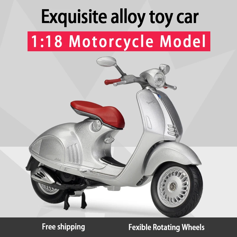 WELLY 1:18 VESPA 946 литой мотоцикл из сплава модель гибкие вращающиеся колеса игрушки для детей подарки коллекция игрушек Новинка в коробке