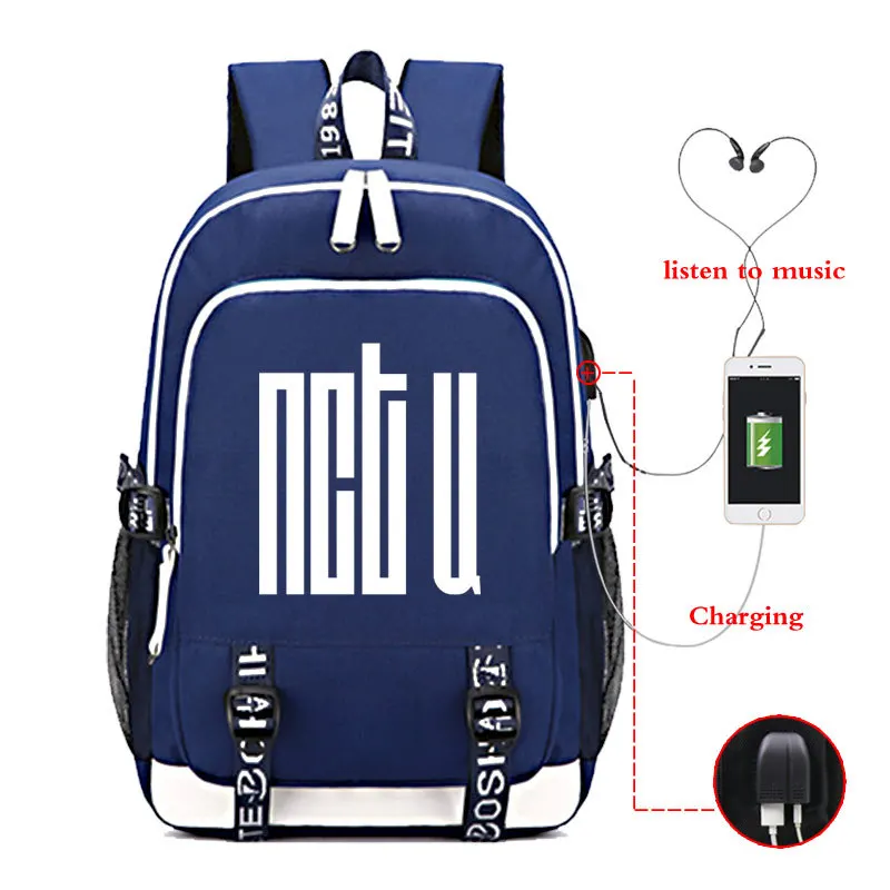 Kpop NCT backpack multifunction USB charging earphone Jack back to school bag fashion NCT 127 Kpop stationery new arrivals