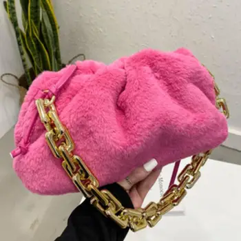 

Thick Chain Armpit bag 2020 Fashion New High quality Soft Plush Women's Designer Handbag High capacity Shoulder Messenger Bag