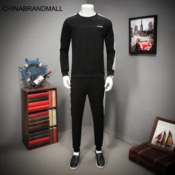 

Season Men Plus Fat Plus Size Length Sleeve Sports Suit Male Fat Man Leisure Round Neck Sweater Suit