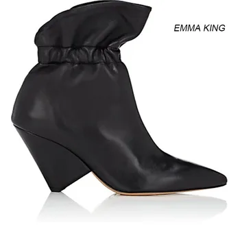 

EMMA KING 2020 Fashion Winter Ankle Boots Women Elastic Band Spike High Heels Short Chelsea Boots Party Shoes Women