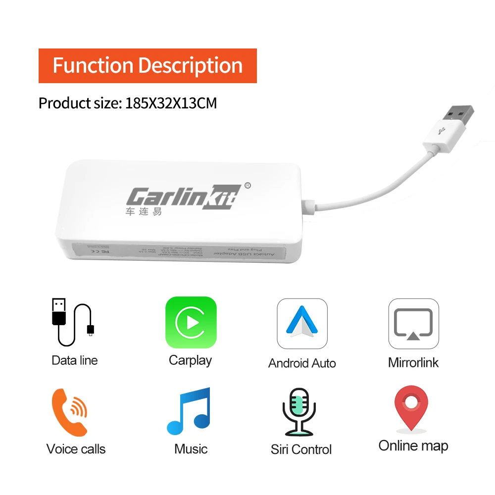 Фото Carlinkit беспроводной Apple CarPlay Dongle Android авто для Android автомобильный радиоприемник Netflix AirPlay Autokit карта Музыка USB Smart Link №2