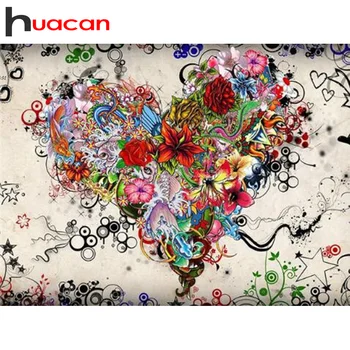 

Huacan 5d Diamond Painting Kits Full Heart Scenery Home Decor Embroidery Flower Mosaic Diamond Art