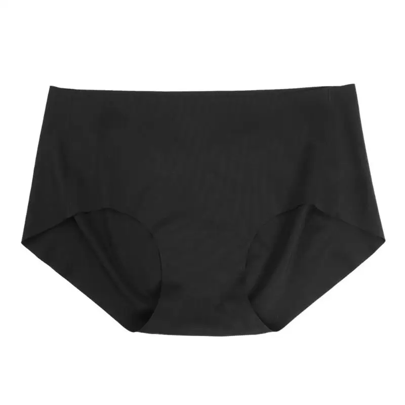 (Black Открытый Шелковый бесшовный Женский дышащие трусики сплошной цвет нижнее белье трусы - Цвет: (Black