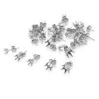 50pcs/Lot Stainless Steel 3-8mm Stud Earring Hooks Settings Base Hoops For DIY Jewelry Making Findings Not Easy Fade 2