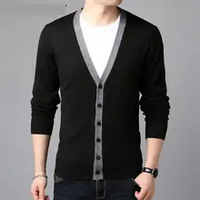 Свитер мужской Повседневный Кардиган с v-образным вырезом мужская одежда Осень Зима Новое поступление трикотажные кашемировые шерстяные мужские свитера