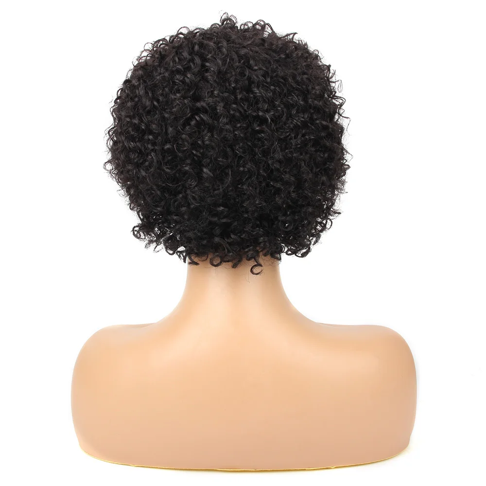 Salonchat перуанские волосы remy Jerry Curl парик человеческих волос парики с челкой короткие парики из человеческих волос для черных женщин короткий кудрявый парик