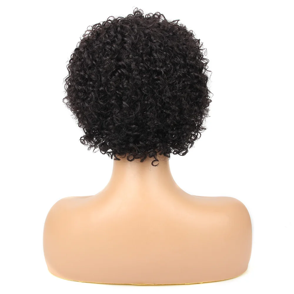 Brazilian Remy Hair Jerry Curl Wig Human Hair Wigs with Bangs Short Human Hair Wigs for Black Women Short Wig Peru